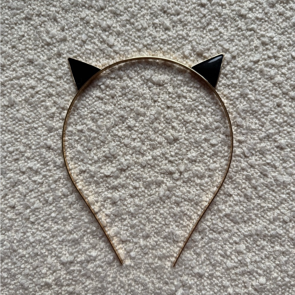 Kate Spade Gold Cat Ear Headband with Black Accents